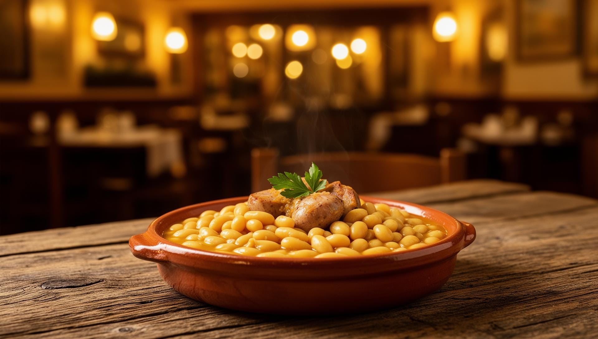 Gastronomía tradicional asturiana servida en mesa